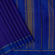 Egyptian Blue With Yellow Silk Thread Small Checked Checked Window Panel And Ink Blue With Gold Zari Two Line Gold Zari Gap Border Traditional Silk Saree