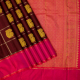 Maroon Brown With Gold Zari Big peacock Butta Motifs Into Silver And Gold Zari Big Checked Design And Rani Pink With Gold Zari Triple Line Two Line Gap Border Traditional Silk Saree