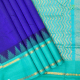 Navy Blue Full Body Plain Weaved Design And Sea Green With Double Line Rudraksham Butta  And Temple Gap Border Pure Silk Cotton Silk Saree