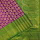 Purple Pink With Gold Zari Peacock Round Butta Motifs Design And Bottle Green With Gold Zari Multi Line Mango Butta Bavanji Border Bridal Silk Sarees