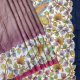 Peach Pink With Plain Weaved And Multi Colour Thread Work Floral With leaves Design Border Tusser Silk Saree