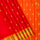 Chilly Red With Gold Zari Small Classical Symbol Butta Motifs And Fanta Orange With Gold Zari And Sea Green Silk Thread Double Side Lines Border One Side Silk Saree 