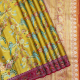 Mustered Yellow With Silver Gold Zari And Multi Colour Silk Thread Sparrow And Floral Weaved Design Rose Red With Multi Colour Rangoli Pythonic Border Bridal Tissue Silk Saree 
