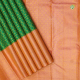 Sapphire Green With Gold Zari Grand Self Designed Weaving And Peach Pink With Gold Zari Multi Character Weaved Butta Border Exclusive Bridal Silk Saree 