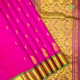 Rose Pink With Gold Zari Small Tradition Fancy Butta Border Side Rose Bunch Butta And Leaf green With Gold Zari Bavanji Border One Side Silk Saree