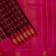 Maroon Red With White Colour Silk Thread Checked And Fancy Needle Butta Design With Rose Pink With Gold Zari Peacock Butta Gold Zari Lines padded Border Trendy Designer Silk Saree 