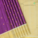Purple With Gold Zari Small Iruthalaipakshi Kandapiranda Butta Motifs And Cream White With Gold Zari Parrot  And peacock Butta Motifs Border Traditional Silk Saree