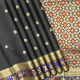 Luxury Black With Dual Colour Zari Small Flower with leaf Design And Multi Colour Silk Thread Meena Work Padded Dual Colour Zari Design Border Luxury Black Silk Saree