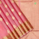 Peach Pink With Gold Zari Pine Leaf Butta Motifs And Self Colour With Gold Zari Rangoli Floral Design Border Soft Silk Saree