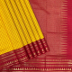 Mango Yellow With Honey Orange Gold Zari Outlined Small Checked Window Panel Design Contrast Red With God Zari Towers Lines Border Traditional Silk Saree