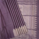 Purple Full Body Plain Weaved Design And Self Colour With Silver Copper Zari Triangle Tower Shape Border Soft Silk Saree