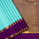 Sky Blue With Gold Zari Square Fancy Butta Motifs Design And Purple With Gold Zari Small Flower Two Lines Gap Border Traditional Silk Saree