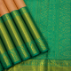 Peach Pink With Gold Zari Self Designed Stripes Lines Full Body Weaved Design And Rexona Green With Gold Zari Thilagam And Bavanji Border Grand Exclusive Bridal Tissue Silk Saree