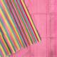 Pale Pink With Lemon Yellow And Safire Green Tricolor Design Silver Gold Zari Zig Zag Lines Borderless Multi Colour Soft Silk Saree