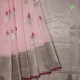 Light Pink With Silver Zari And Thread Work Flower Design And Self Colour With Silver Zari Floral Butta Border Kuppadam Silk Saree