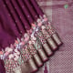 Grape Violet Colour Colour Full Thread Work Embroidered And Gold Zari Horse Double Border Pure Handloom Silk Saree        