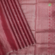 Onion Pink With Silver Zari Fancy Floral With Leaves Tissue Weaved Design And Silver Zari Edge Border Soft Silk Saree