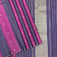 Purple With Gold Zari Peacock And Rudraksham Butta Design Violet With Gold Zari Stripes Design Borderless Trendy Designer Silk Saree