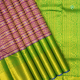 Purple With Gold Zari Diamond Design Velthari Lines And Kelly Green With Gold Zari Floral And Mayilkan Border Exclusive Bridal Silk Saree