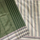  Emarald Green with Forest green And Silver Gold Zari Small Checks Designs And Peach Cream with Mahanthi Green and Red Colour Silk Thread Mango Butta Multi Line Gap Border Traditional Silk Saree 