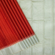 Brick Orange With Cream Colour Checked Window Panel Design And Milk White With Silver Zari Plain Border traditional Silk Saree 