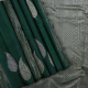 Forest Green With Silver And Gold Zari Big Leaves And Organized Waves Design Without Border Trendy Designer Silk Saree 