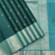Peacock Blue With Silver And Gold Zari Small Checked And Gold Zari Rudraksham Butta Motifs Design And Sea Blue With Silver Gold Zari Border traditional Silk Saree
