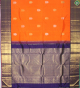 Tiger Orange With Fandango Violet Colour Iruthalaipatchi Motifs Pure Zari Tradition Silks saree 