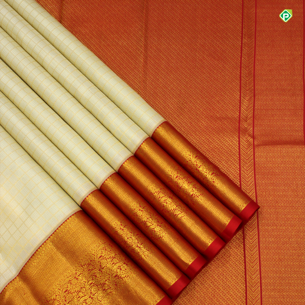 Banarasi Silk Cream and Green Weaving Designer Traditional Saree buy online  -