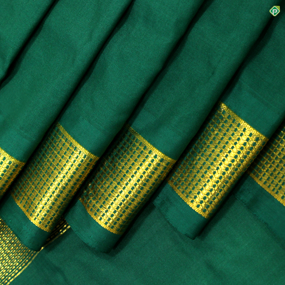 Madisar 9.5 Yards, Green With Brown, Ajrak Hand Block Printed On Madur –  villvam