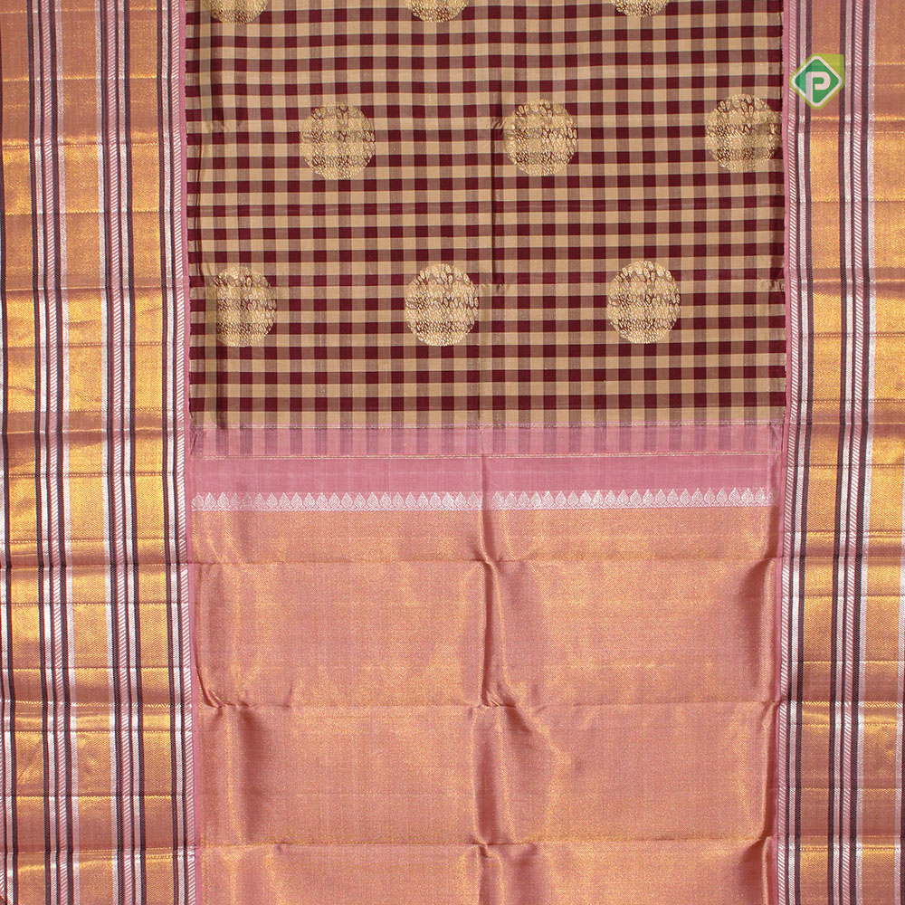 Sandal colour saree with pink border on sale