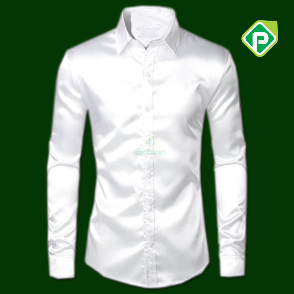 Pure Kanchi Silk Full Sleeve Shirts White 42
